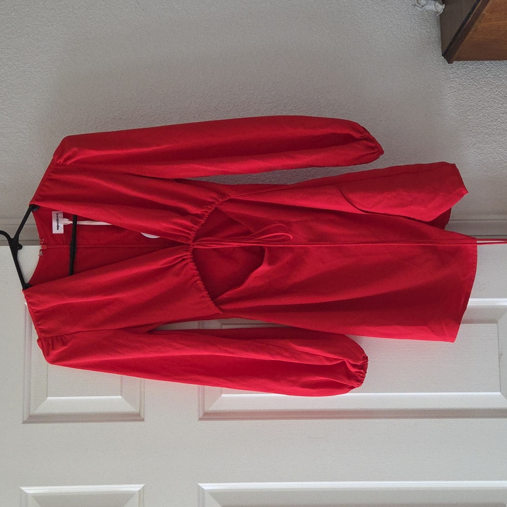 Red Cutout Long-Sleeve Mini Dress